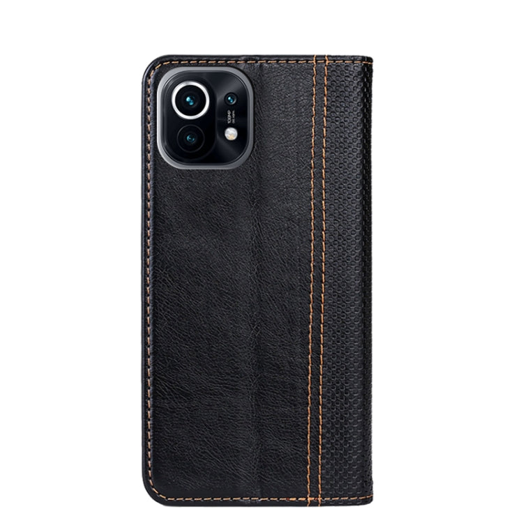 For Xiaomi Mi 11 Grid Texture Magnetic PU + TPU Horizontal Flip Leather Case with Holder & Card Slot