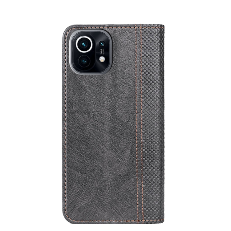 For Xiaomi Mi 11 Grid Texture Magnetic PU + TPU Horizontal Flip Leather Case with Holder & Card Slot