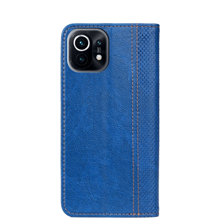 For Xiaomi Mi 11 Grid Texture Magnetic PU + TPU Horizontal Flip Leather Case with Holder & Card Slot