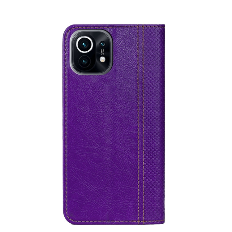 For Xiaomi Mi 11 Grid Texture Magnetic PU + TPU Horizontal Flip Leather Case with Holder & Card Slot