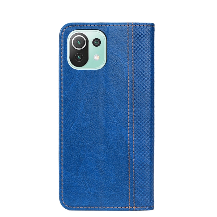 For Xiaomi Mi 11 Lite Grid Texture Magnetic PU + TPU Horizontal Flip Leather Case with Holder & Card Slot
