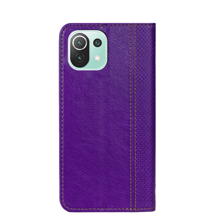 For Xiaomi Mi 11 Lite Grid Texture Magnetic PU + TPU Horizontal Flip Leather Case with Holder & Card Slot