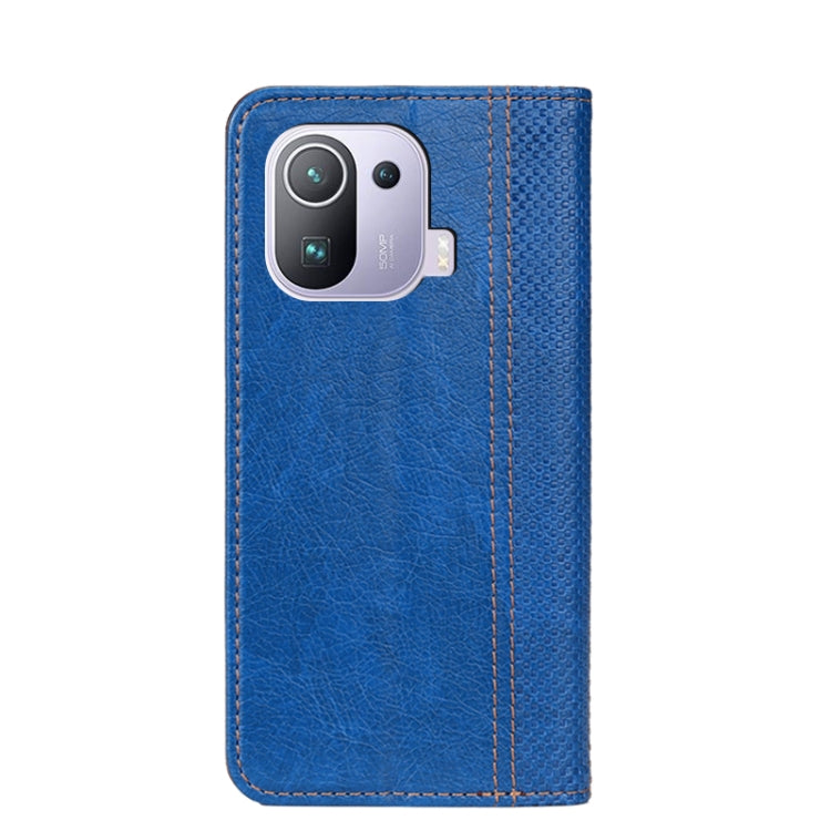 For Xiaomi Mi 11 Pro Grid Texture Magnetic PU + TPU Horizontal Flip Leather Case with Holder & Card Slot