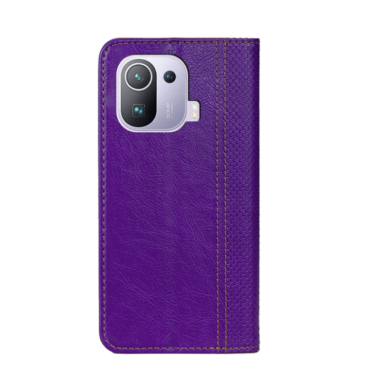 For Xiaomi Mi 11 Pro Grid Texture Magnetic PU + TPU Horizontal Flip Leather Case with Holder & Card Slot