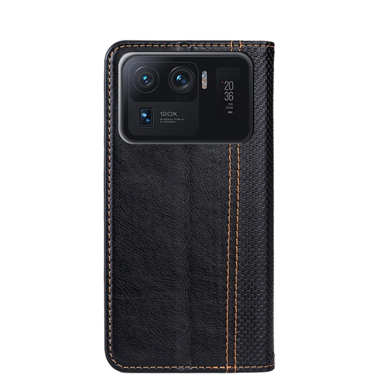 For Xiaomi Mi 11 Ultra Grid Texture Magnetic PU + TPU Horizontal Flip Leather Case with Holder & Card Slot