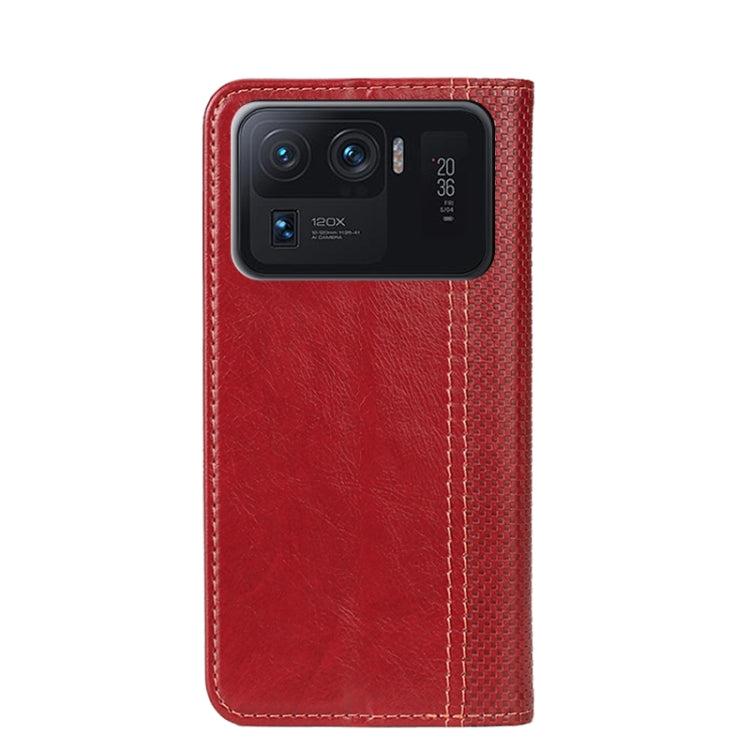 For Xiaomi Mi 11 Ultra Grid Texture Magnetic PU + TPU Horizontal Flip Leather Case with Holder & Card Slot