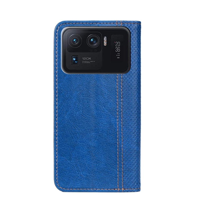 For Xiaomi Mi 11 Ultra Grid Texture Magnetic PU + TPU Horizontal Flip Leather Case with Holder & Card Slot