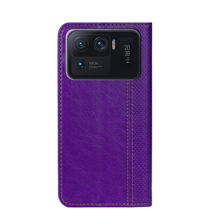 For Xiaomi Mi 11 Ultra Grid Texture Magnetic PU + TPU Horizontal Flip Leather Case with Holder & Card Slot