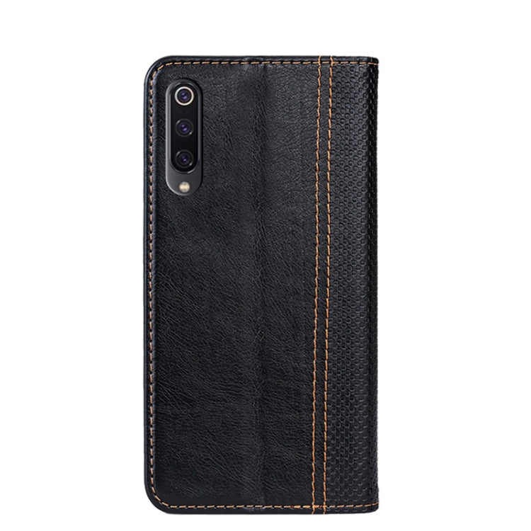 For Xiaomi Mi 9 Grid Texture Magnetic PU + TPU Horizontal Flip Leather Case with Holder & Card Slot