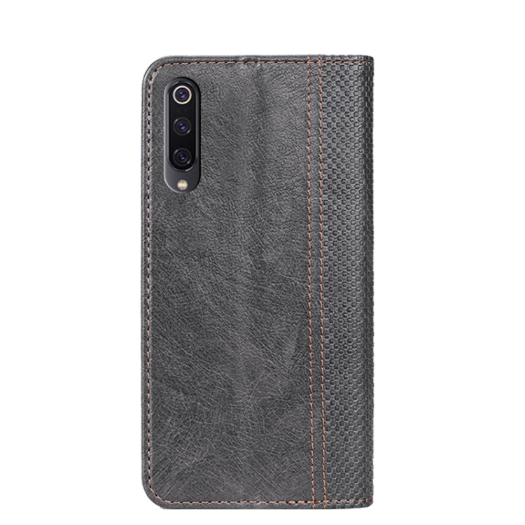 For Xiaomi Mi 9 Grid Texture Magnetic PU + TPU Horizontal Flip Leather Case with Holder & Card Slot
