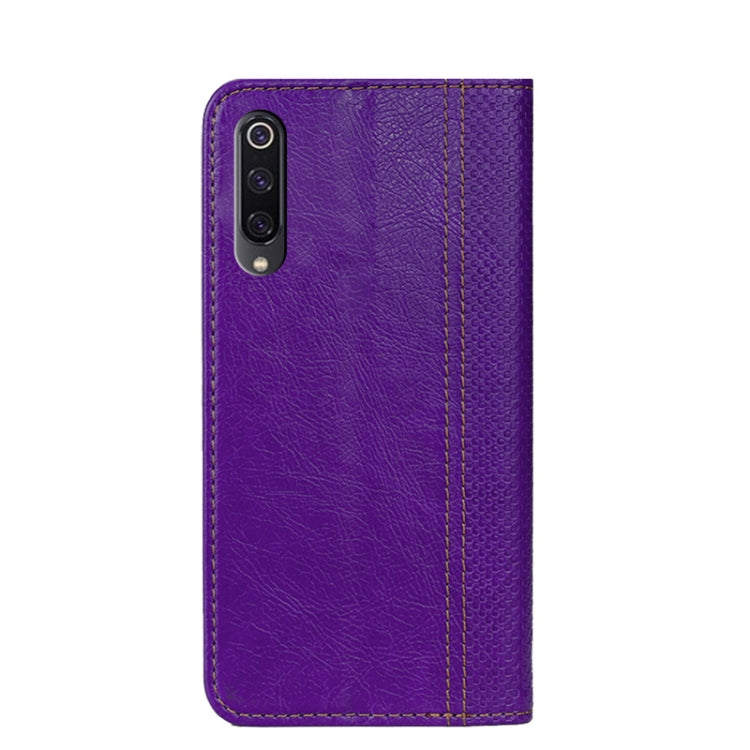 For Xiaomi Mi 9 Grid Texture Magnetic PU + TPU Horizontal Flip Leather Case with Holder & Card Slot