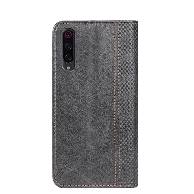 For Xiaomi Mi 9 Pro Grid Texture Magnetic PU + TPU Horizontal Flip Leather Case with Holder & Card Slot