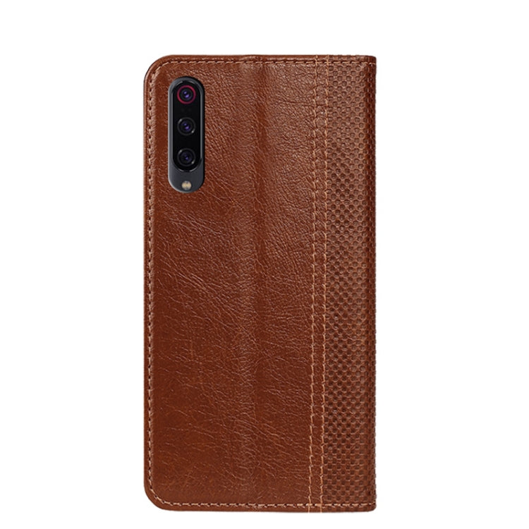 For Xiaomi Mi 9 Pro Grid Texture Magnetic PU + TPU Horizontal Flip Leather Case with Holder & Card Slot