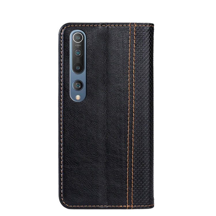 For Xiaomi Mi 10 5G Grid Texture Magnetic PU + TPU Horizontal Flip Leather Case with Holder & Card Slot