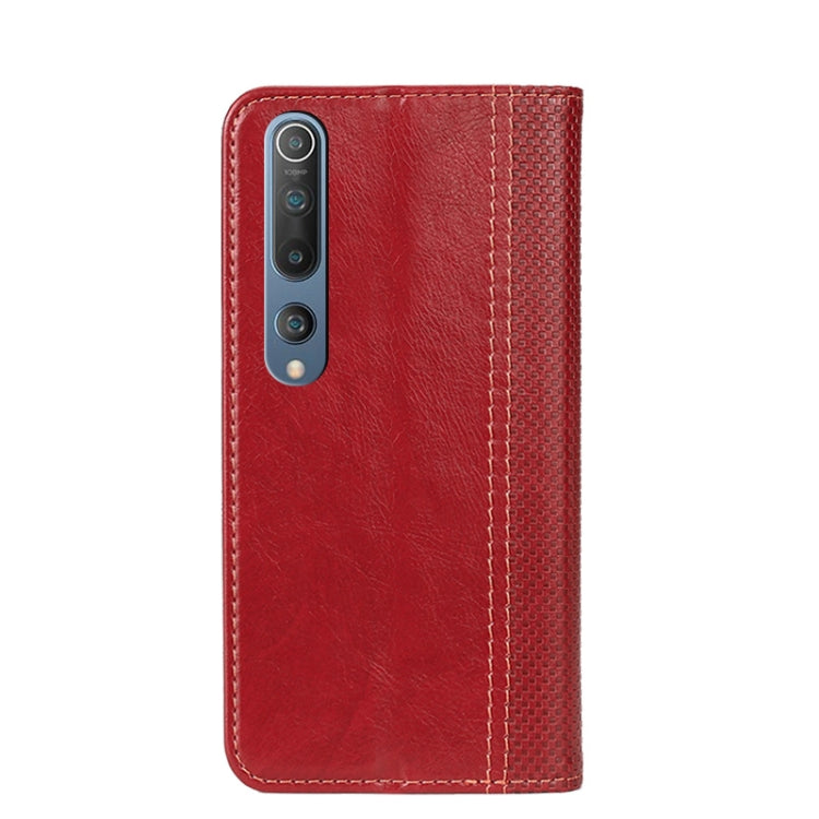For Xiaomi Mi 10 5G Grid Texture Magnetic PU + TPU Horizontal Flip Leather Case with Holder & Card Slot