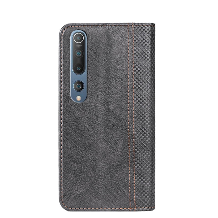 For Xiaomi Mi 10 5G Grid Texture Magnetic PU + TPU Horizontal Flip Leather Case with Holder & Card Slot