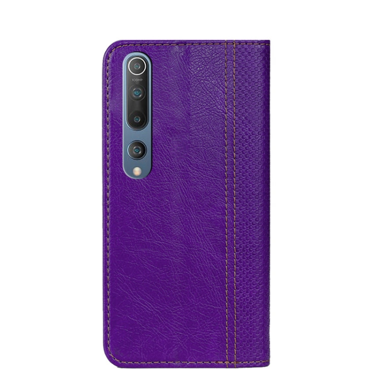 For Xiaomi Mi 10 5G Grid Texture Magnetic PU + TPU Horizontal Flip Leather Case with Holder & Card Slot