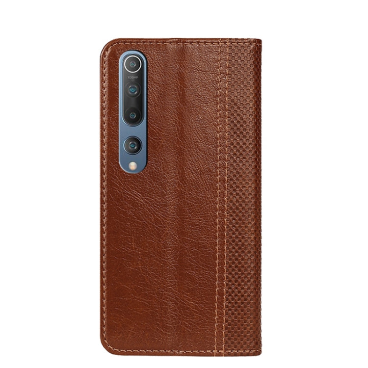 For Xiaomi Mi 10 5G Grid Texture Magnetic PU + TPU Horizontal Flip Leather Case with Holder & Card Slot