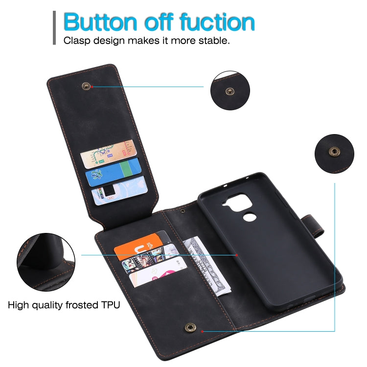 For Xiaomi Redmi Note 9 Skin Feel Business Horizontal Flip PU Leather Case with Holder & Multi-Card Slots & Wallet & Lanyard & Photo Frame