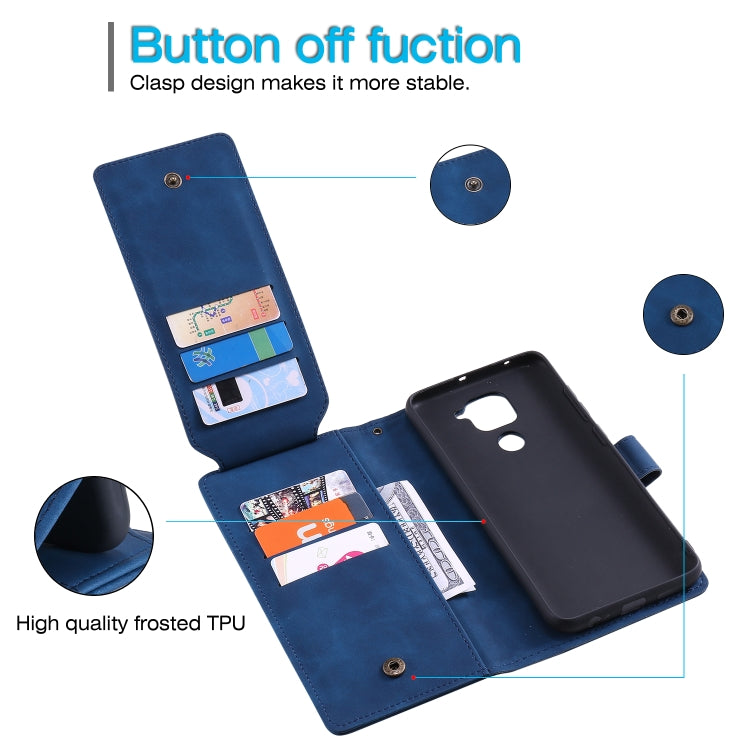 For Xiaomi Redmi Note 9 Skin Feel Business Horizontal Flip PU Leather Case with Holder & Multi-Card Slots & Wallet & Lanyard & Photo Frame