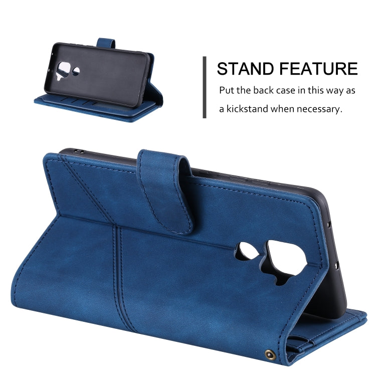 For Xiaomi Redmi Note 9 Skin Feel Business Horizontal Flip PU Leather Case with Holder & Multi-Card Slots & Wallet & Lanyard & Photo Frame