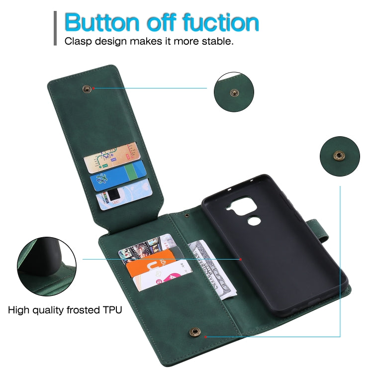 For Xiaomi Redmi Note 9 Skin Feel Business Horizontal Flip PU Leather Case with Holder & Multi-Card Slots & Wallet & Lanyard & Photo Frame