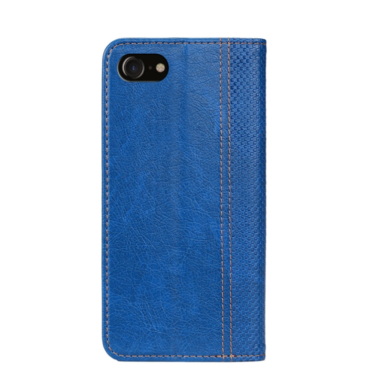 For iPhone SE 2022 / SE 2020 / 8 / 7 Grid Texture Magnetic PU + TPU Horizontal Flip Leather Case with Holder & Card Slot