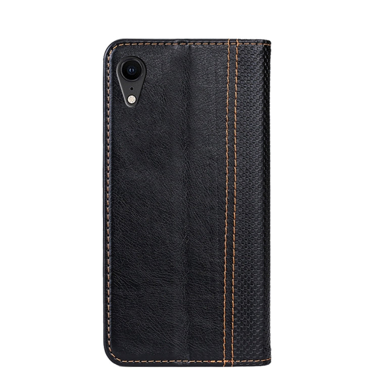 For iPhone XR Grid Texture Magnetic PU + TPU Horizontal Flip Leather Case with Holder & Card Slot