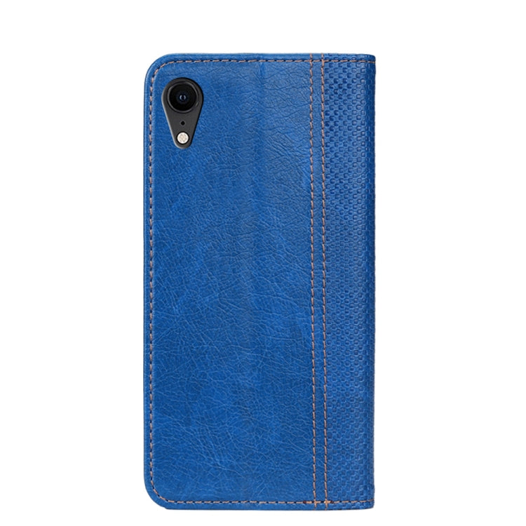 For iPhone XR Grid Texture Magnetic PU + TPU Horizontal Flip Leather Case with Holder & Card Slot