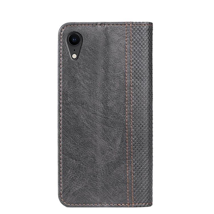 For iPhone XR Grid Texture Magnetic PU + TPU Horizontal Flip Leather Case with Holder & Card Slot