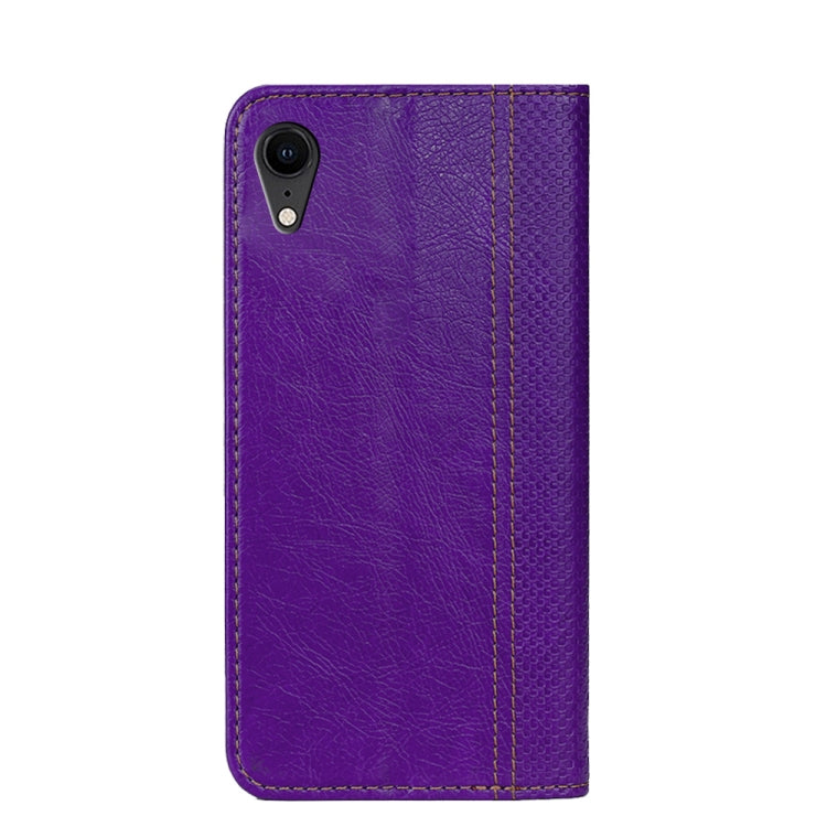 For iPhone XR Grid Texture Magnetic PU + TPU Horizontal Flip Leather Case with Holder & Card Slot