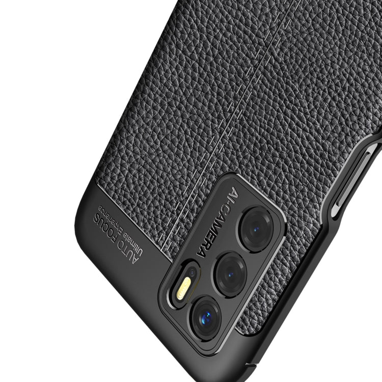 For OPPO A16 Litchi Texture TPU Shockproof Case