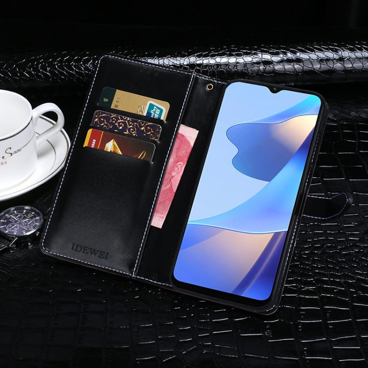 For OPPO A16 / A16s idewei Crocodile Texture Horizontal Flip Leather Case with Holder & Card Slots & Wallet