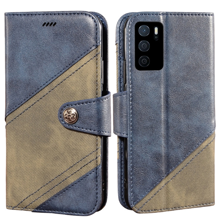 For OPPO A16 Contrast Color Splicing Retro Texture Horizontal Flip PU Leather Case with Card Slots & Holder & Wallet
