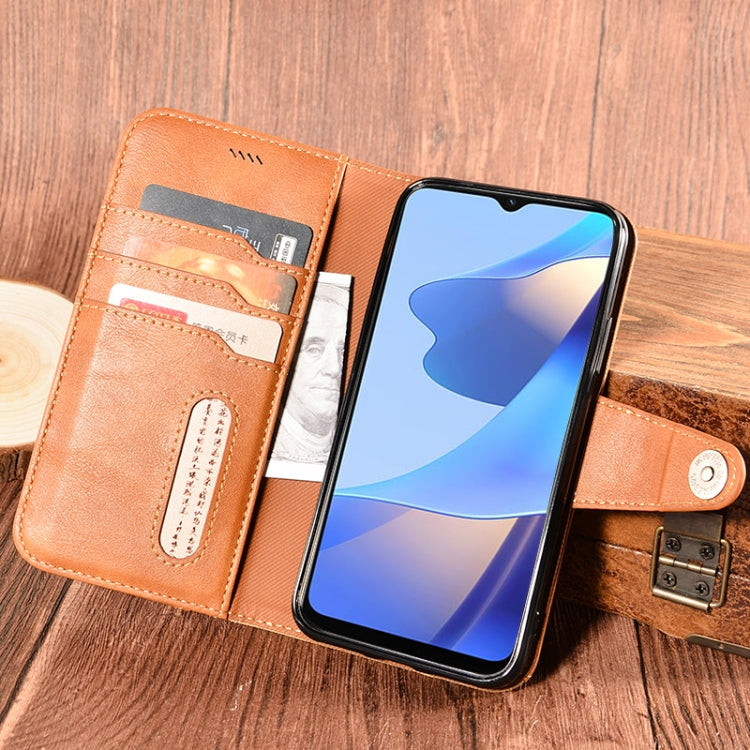 For OPPO A16 Contrast Color Splicing Retro Texture Horizontal Flip PU Leather Case with Card Slots & Holder & Wallet