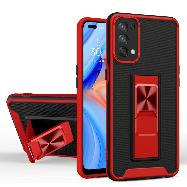 For OPPO Reno5 5G Dual-color Skin Feel TPU + PC Magnetic Shockproof Case with Invisible Holder