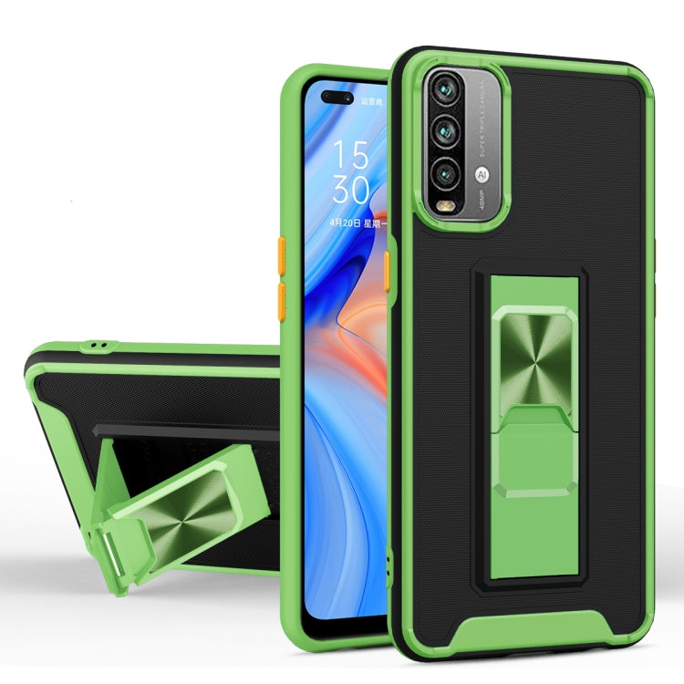 For Xiaomi Redmi Note 9 4G Dual-color Skin Feel TPU + PC Magnetic Shockproof Case with Invisible Holder