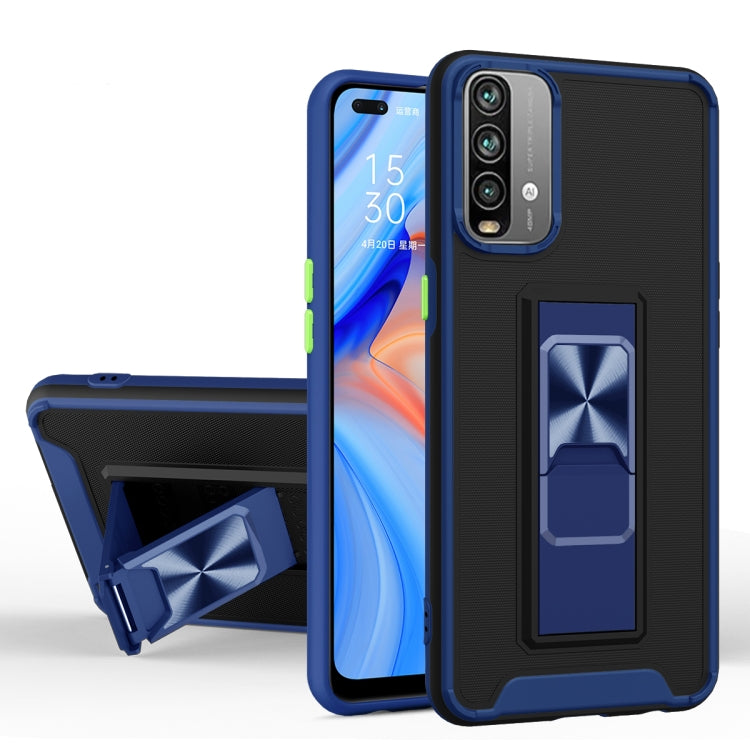 For Xiaomi Redmi Note 9 4G Dual-color Skin Feel TPU + PC Magnetic Shockproof Case with Invisible Holder
