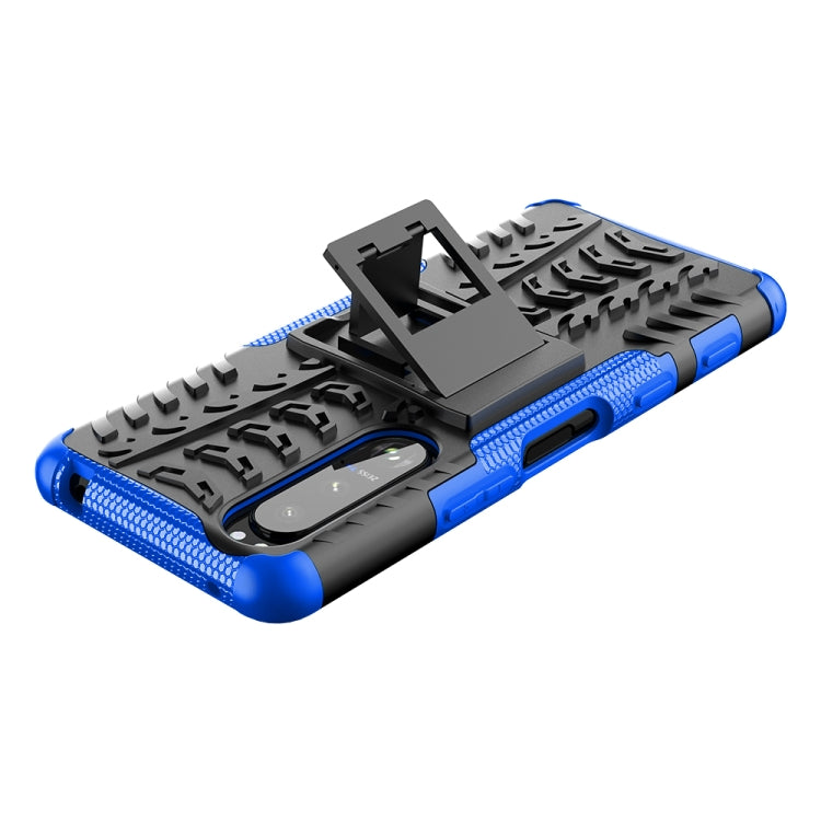 For Sony Xperia 5 III Tire Texture Shockproof TPU+PC Protective Case with Holder