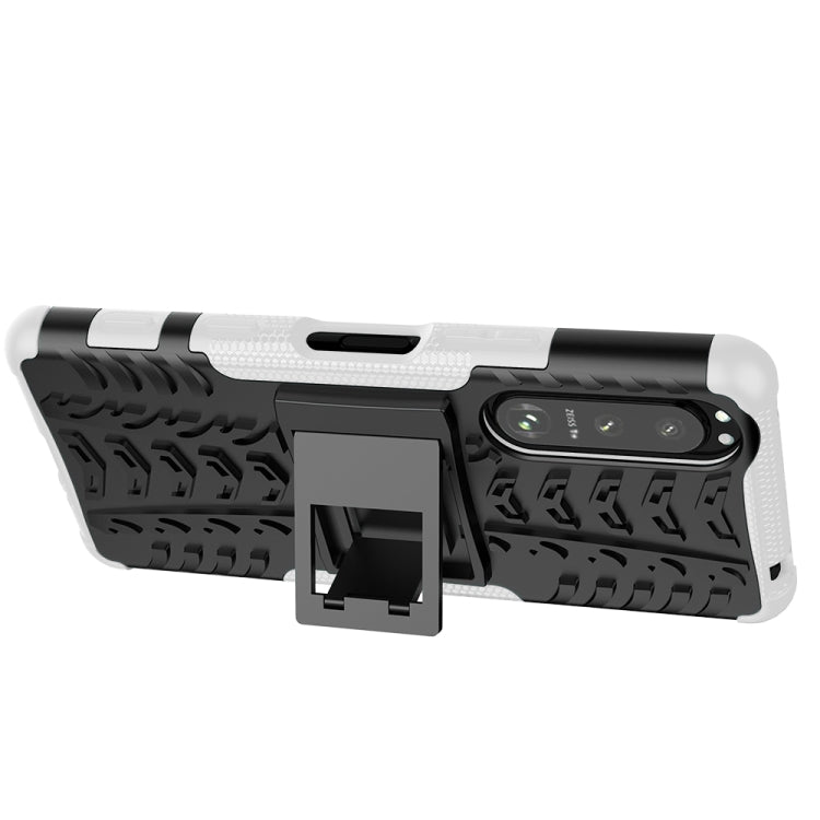 For Sony Xperia 5 III Tire Texture Shockproof TPU+PC Protective Case with Holder