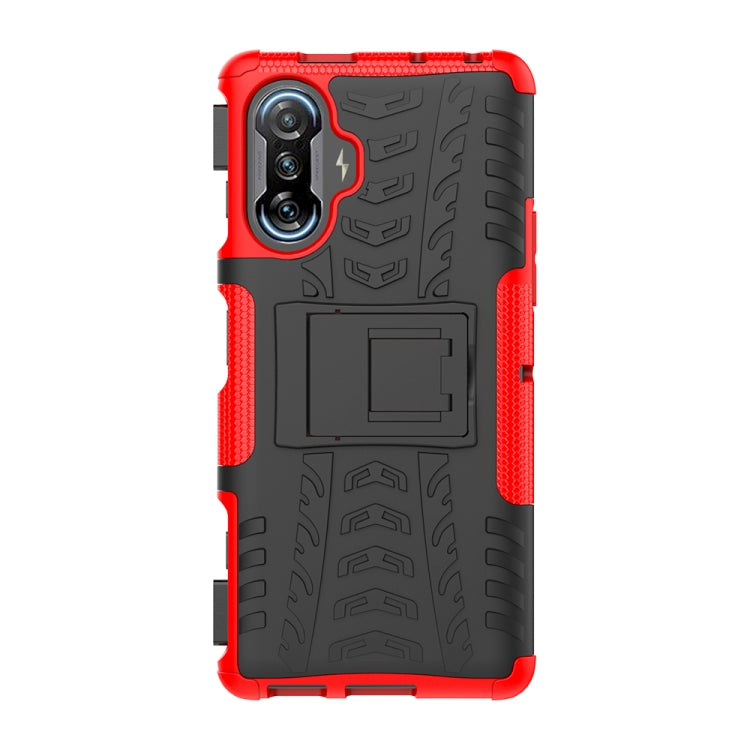 For Xiaomi Redmi K40 Gaming Tire Texture Shockproof TPU+PC Protective Case with Holder