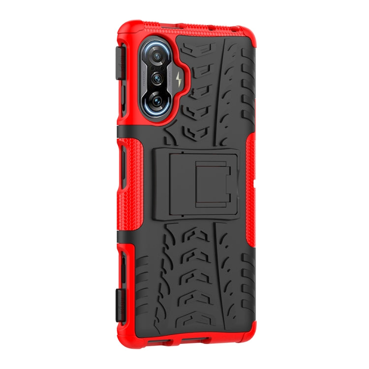 For Xiaomi Redmi K40 Gaming Tire Texture Shockproof TPU+PC Protective Case with Holder