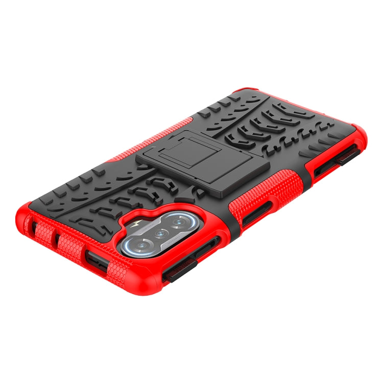 For Xiaomi Redmi K40 Gaming Tire Texture Shockproof TPU+PC Protective Case with Holder