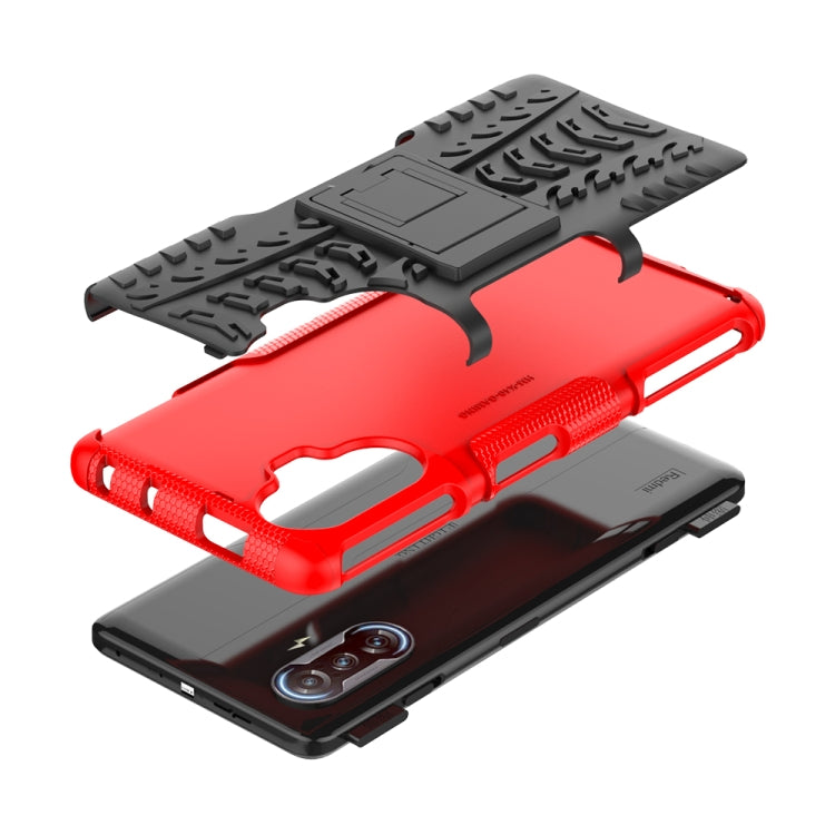 For Xiaomi Redmi K40 Gaming Tire Texture Shockproof TPU+PC Protective Case with Holder