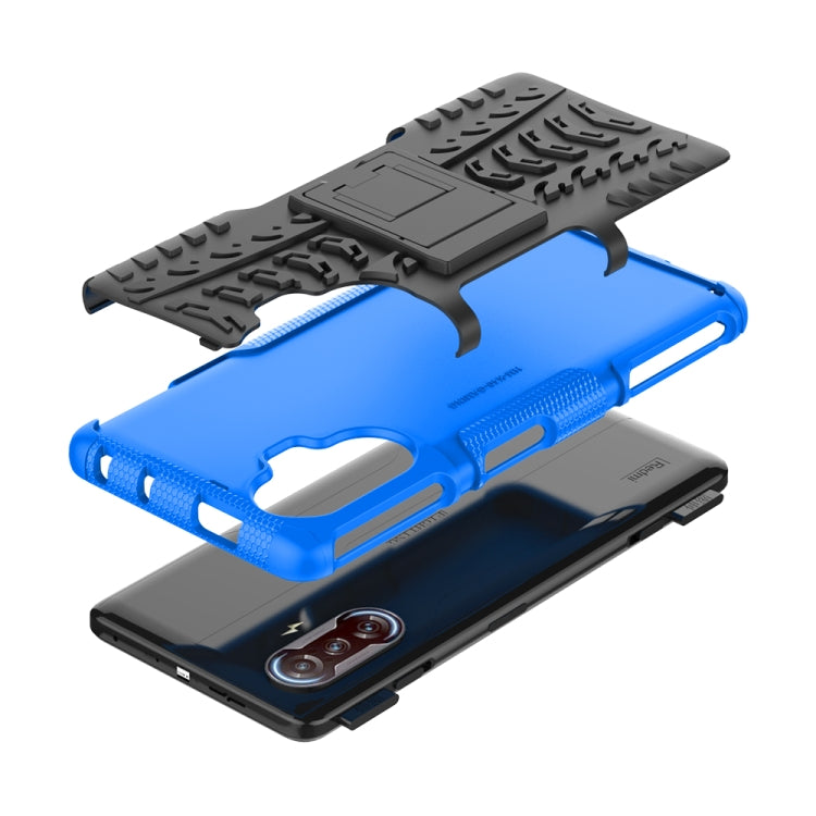 For Xiaomi Redmi K40 Gaming Tire Texture Shockproof TPU+PC Protective Case with Holder