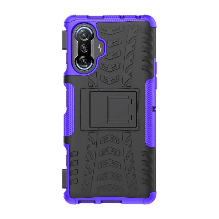 For Xiaomi Redmi K40 Gaming Tire Texture Shockproof TPU+PC Protective Case with Holder