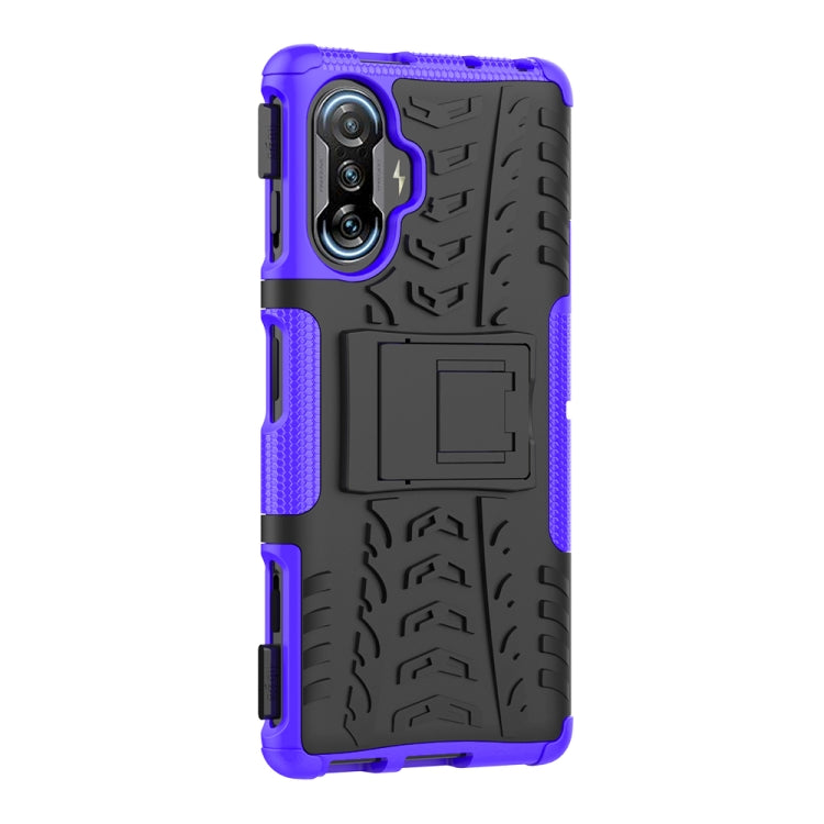 For Xiaomi Redmi K40 Gaming Tire Texture Shockproof TPU+PC Protective Case with Holder