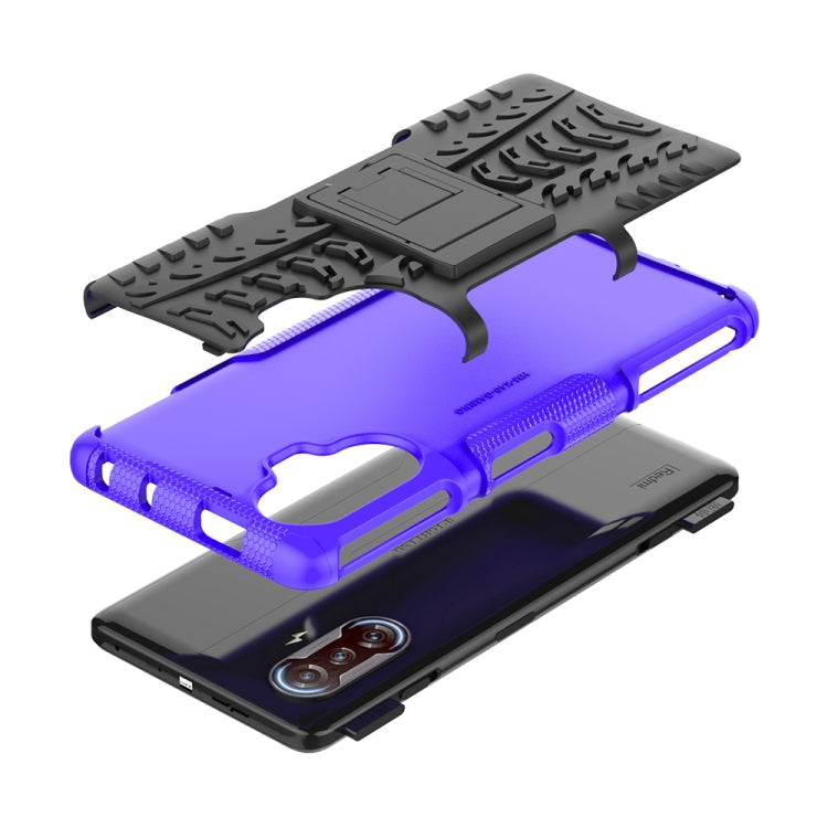 For Xiaomi Redmi K40 Gaming Tire Texture Shockproof TPU+PC Protective Case with Holder