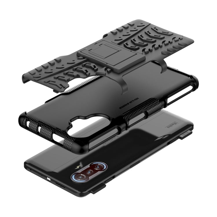 For Xiaomi Redmi K40 Gaming Tire Texture Shockproof TPU+PC Protective Case with Holder