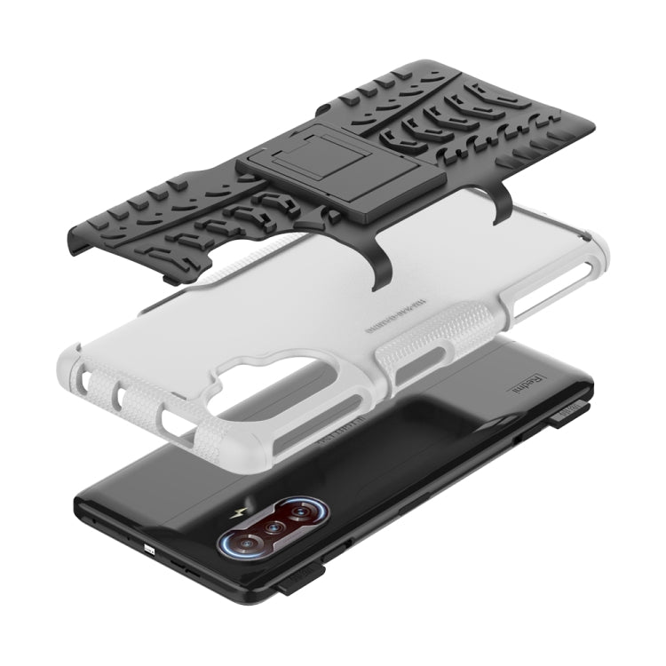 For Xiaomi Redmi K40 Gaming Tire Texture Shockproof TPU+PC Protective Case with Holder